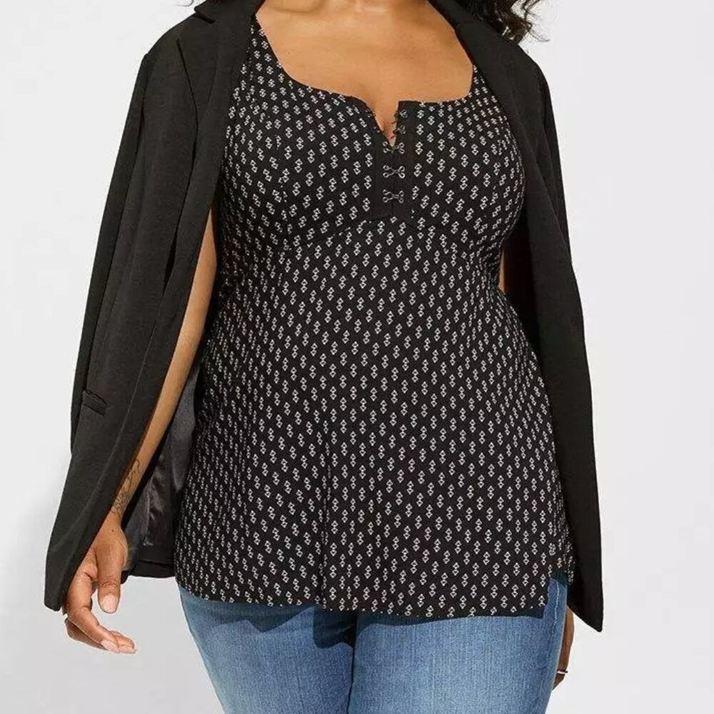 Torrid Black Blouse with White Print